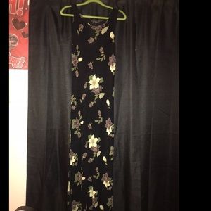 Black maxi dress with dark floral prints
